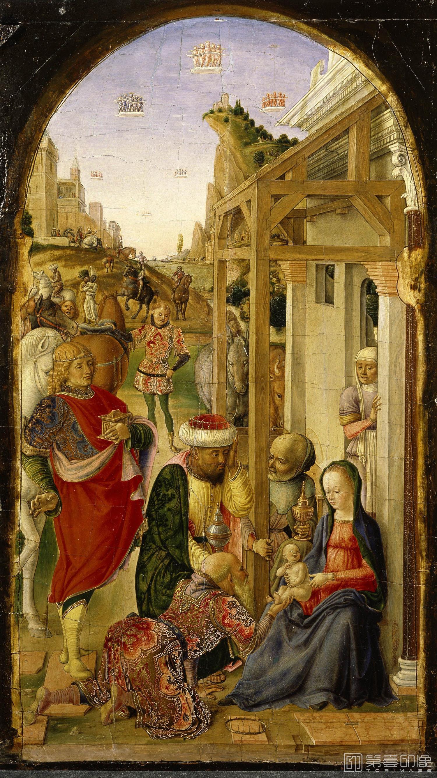 油画-美国弗里克美术馆藏画-Lazzaro Bastiani - Adoration of the Magi, 1470-1479-156